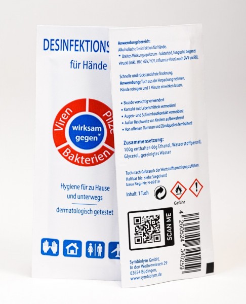SONDERPOSTEN - 1000 Stk. Desinfektionstücher für Hände, Pocket Format, klein und praktisch
